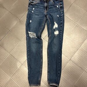 OLD NAVY WOMENS ROCKSTAR SUPER SKINNY MID RISE SIZE 0 JEANS